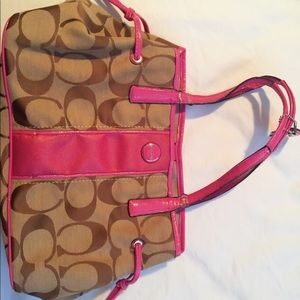Pink and Tan Coach Purse
